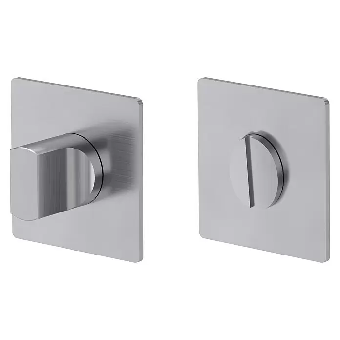 Diamond Doors Design Schlüsselschild - Schlitzkopf/Olive, Edelstahl matt, Eckig - Set für gebürstetes Metall-WC-Schloss, mit Drehknauf und Notentriegelungsschlitz.