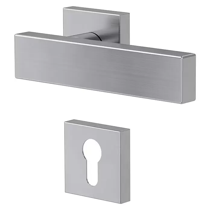 Diamond Doors Creative Zimmertürgarnitur Lancaster - Edelstahl matt - Gebürsteter Metall-Türdrücker und passende Schlüsselrosette, modernes Design.