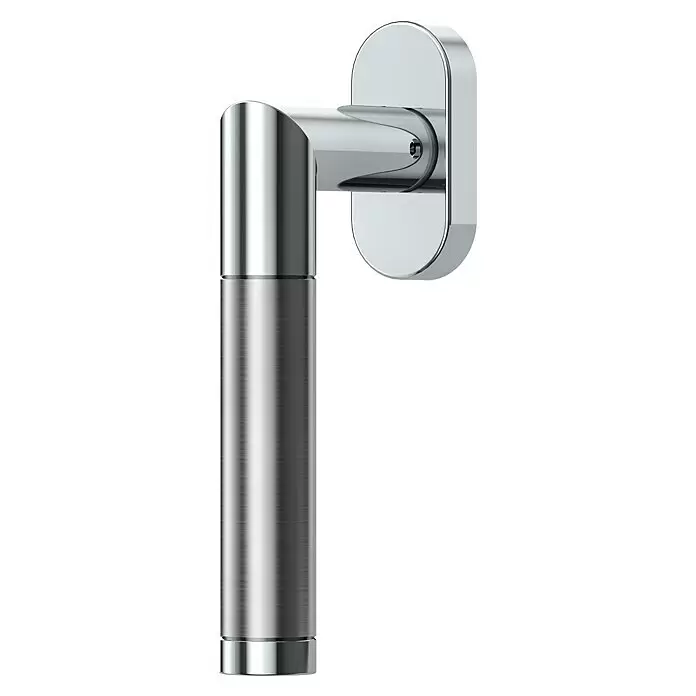 Diamond Doors Creative Fenstergriff Nebraska - Edelstahl poliert-matt, DIN Anschlag: Links - Moderner Chrom-Türgriff mit gebürstetem Stahlgriff.