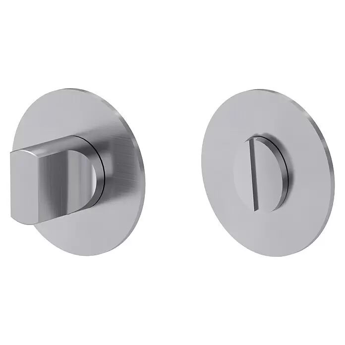 Diamond Doors Design Schlüsselschild - Durchmesser Rosette: 54 mm, Schlitzkopf/Olive, Edelstahl matt, Rund - Polierter Metall-Türschloss-Drehgriff und Notentriegelung, mit Innendrehknopf und Außenschlitz.