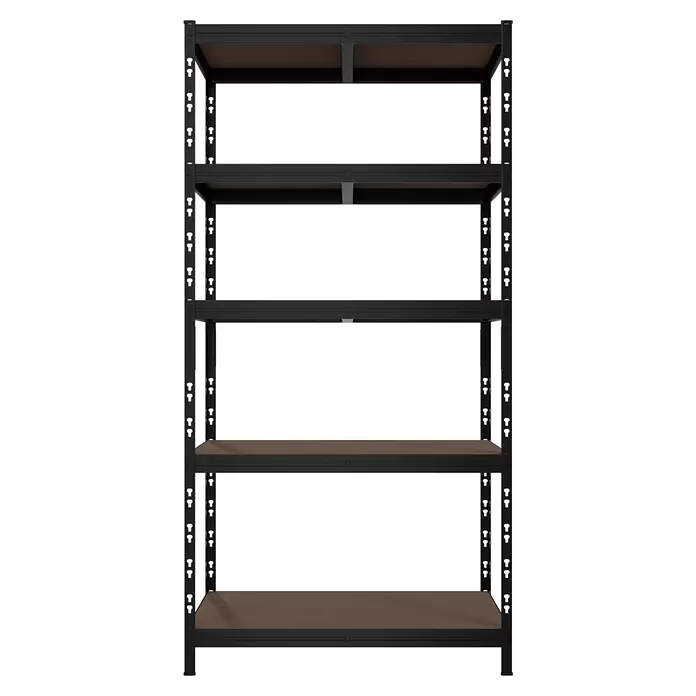 Regalux Schwerlastregal - H x B x T: 180 x 90 x 45 cm, Traglast pro Boden: 200 kg, Anzahl Böden: 5 Stk., Stecken, Schwarz