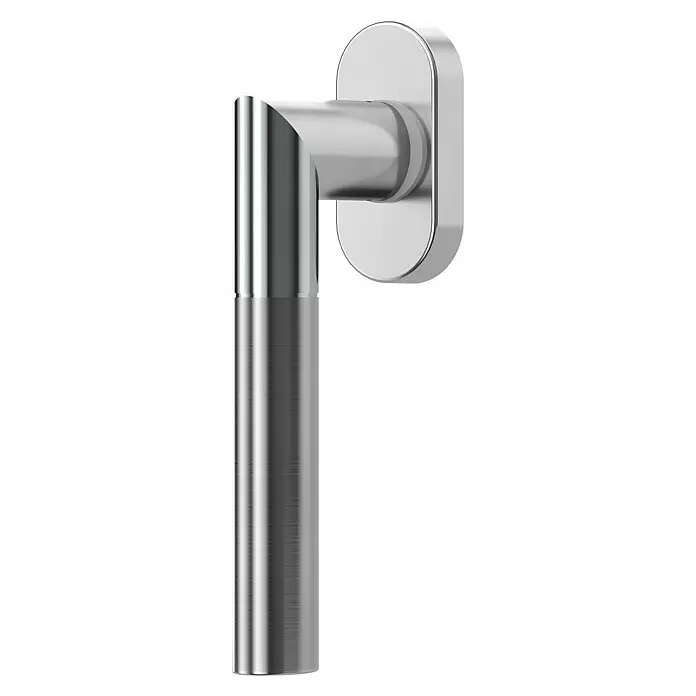 Diamond Doors Creative Fenstergriff Dallas - Edelstahl poliert-matt, DIN Anschlag: Rechts - Diagonale Ansicht