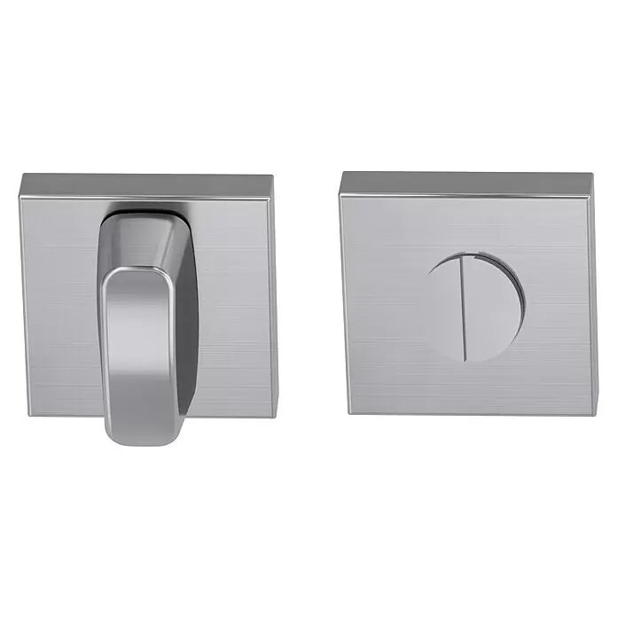 Diamond Doors Schlüsselschild - Edelstahl matt, Matt - Gebürstetes silbernes Metall-Badschloss-Set mit Drehknauf und Notentriegelungsschlitz.