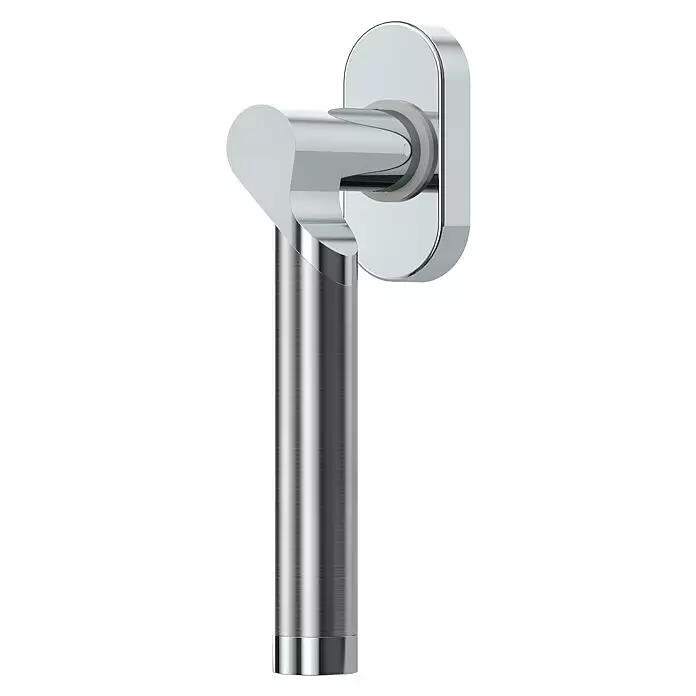 Diamond Doors Creative Fenstergriff Alabama - Edelstahl poliert-matt, DIN Anschlag: Rechts - Eleganter Griff aus gebürstetem Metall mit zylindrischem Körper und horizontalem abgerundetem Arm.