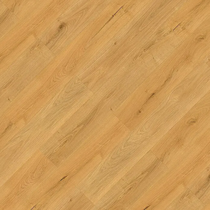 Vinylboden Rigid - Eiche Pure, Landhausdiele, 1.220 x 180 x 3,5 mm - Detailaufnahme von hellem Eichenparkett, diagonal verlegt, zeigt natürliche Maserung und warme Farbtöne des Holzes.