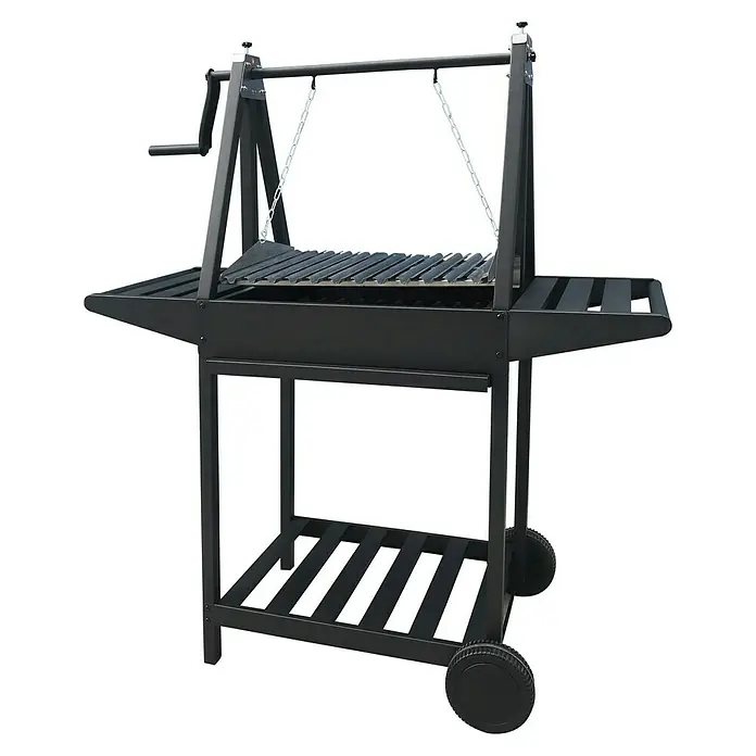 Grillstar Holzkohlegrill Idaho - Grillfläche (B x T): 58,6 x 39,5 cm, Schwarz - Grillgerät mit verstellbarem Grillrost und Ablageflächen für komfortables Grillen im Freien. Mobiler Grillwagen mit Rädern für einfachen Transport.