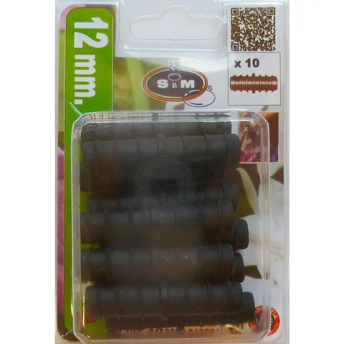 Conector para tubo de goteo - 12 mm, 10 ud. - Paquete de 10 conectores de manguera negros de 12 mm de S&M, ideales para sistemas de riego de jardín. Máxima calidad para larga duración.