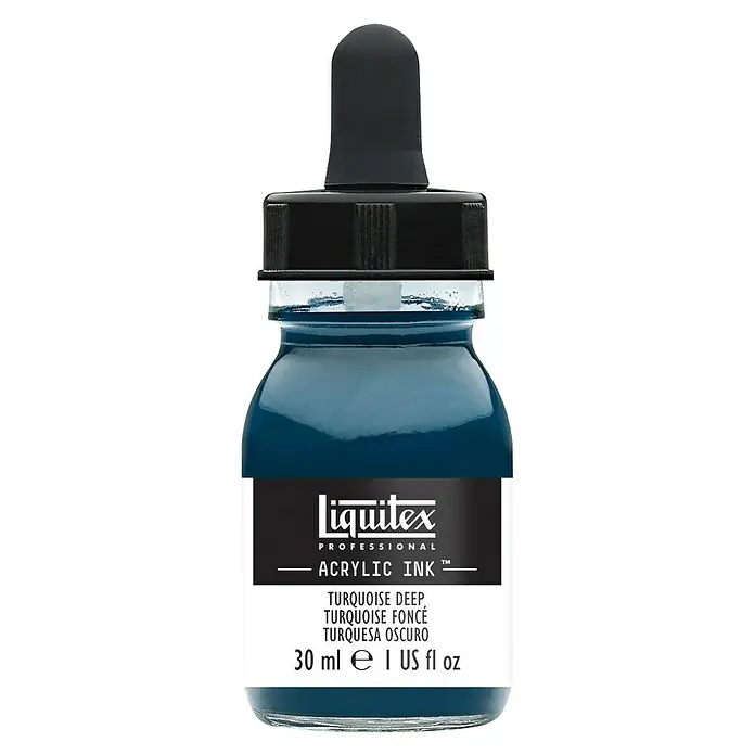 Liquitex Professional Zeichentinte - Dunkeltürkis, 30 ml, Flasche mit Tropfpipette - Liquitex Professional Acryl-Tinte in "Türkis Tief" mit Pipette, ideal für Künstler und kreative Projekte, die lebendige Farben benötigen.