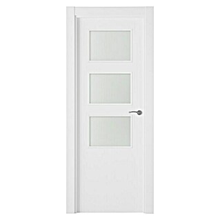 Pack puerta de interior acristalada Barbados Evo (62,5 x 203 cm, Izquierda, Blanco, Maciza aligerada, Vidriera)