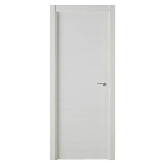Pack puerta de interior Nebraska - 82,5 x 203 cm, Izquierda, Gris claro - Una puerta interior blanca y moderna con un tirador elegante, que ofrece un diseño minimalista para un hogar elegante.