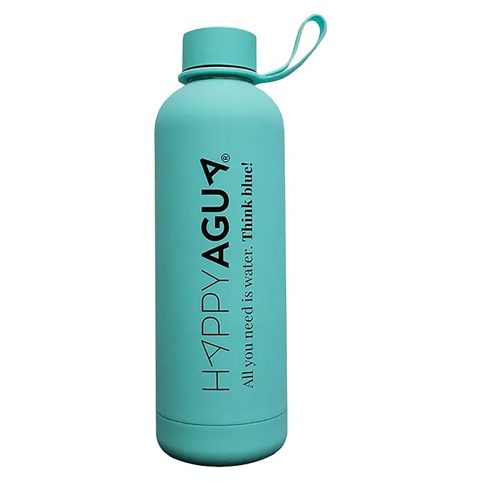 Bb agua Botella térmica Happy Agua - Verde, Acero inoxidable - Botella de agua HYPPYAGU4 azul claro. Todo lo que necesitas es agua. ¡Piensa en azul! Ideal para la hidratación en movimiento.