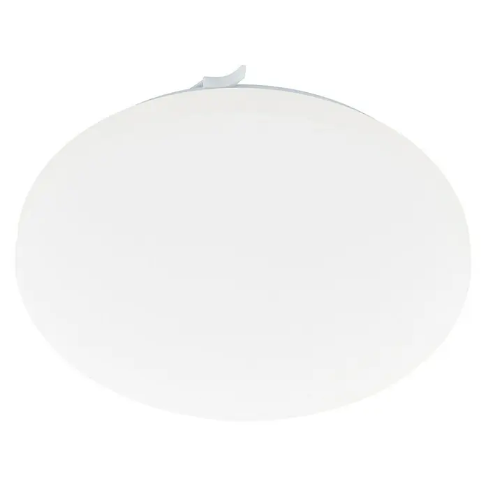 Eglo LED-Wand- & Deckenleuchte Frania - 17,3 W, Weiß - Nahaufnahme einer runden, weißen Deckenleuchte mit subtilen Details, die ein modernes und helles Ambiente vermittelt.