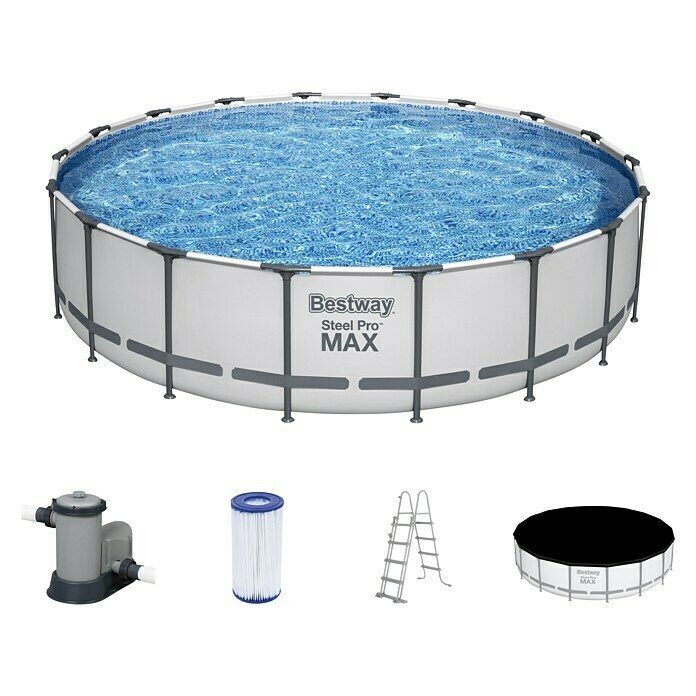 Bestway Opzetzwembad Steel Pro MAX (Ø x h: 549 x 122 cm, Grijs, 23.062 l) | BAUHAUS