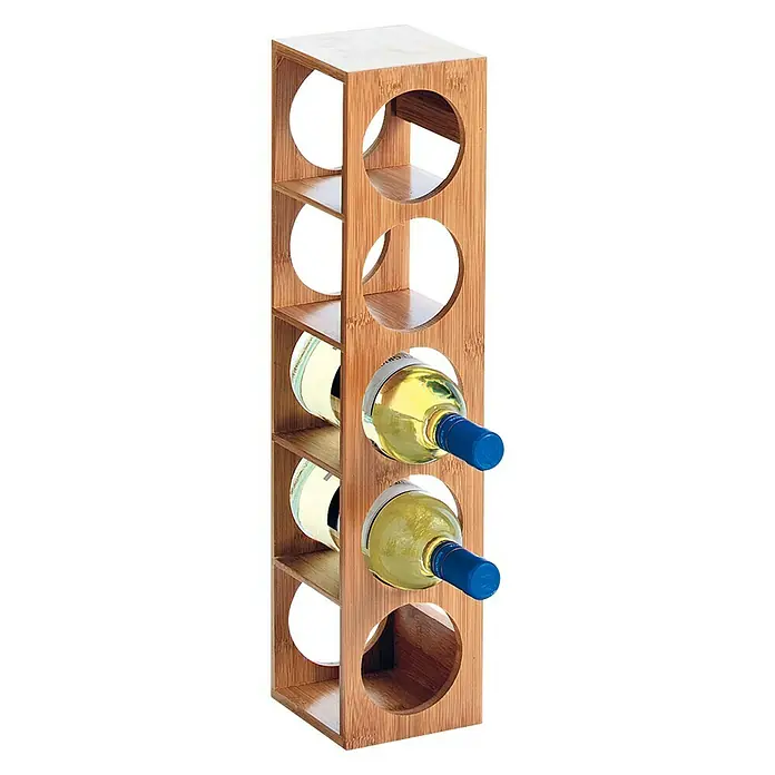 Zeller Present Weinregal Bamboo - L x B x H: 13,5 x 12,5 x 53 cm, Anzahl Flaschen: 5 Stk., Naturmaterialien - Weinregal aus Bambus mit fünf Fächern, in denen zwei Weinflaschen stehen.
