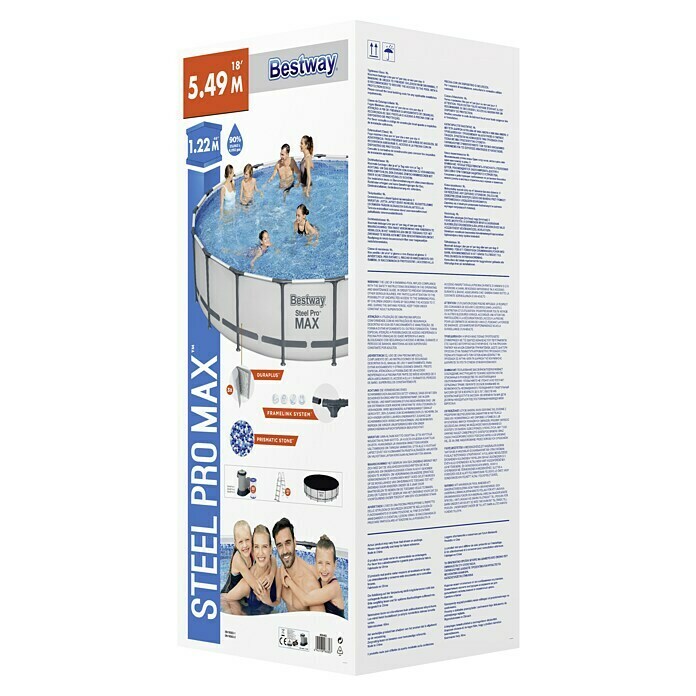 Bestway Opzetzwembad Steel Pro MAX (Ø x h: 549 x 122 cm, Grijs, 23.062 l) | BAUHAUS