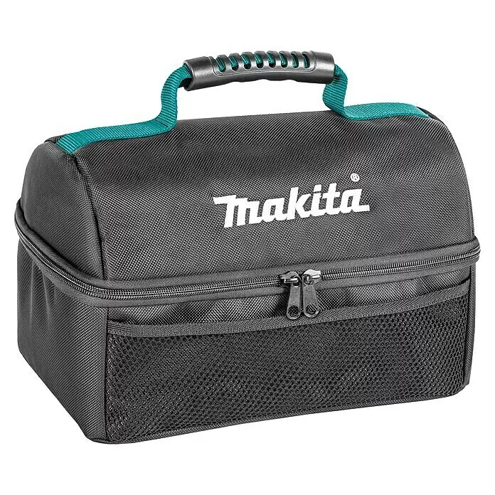 Makita Lunchtasche - L x B x H: 330 x 180 x 210 mm, Schwarz/Blau - Diagonale Ansicht
