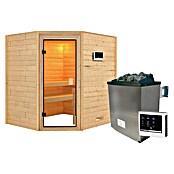 Karibu Massivholzsauna Kolmans (9 kW Saunaofen mit externer Steuerung, L x B x H: 169 x 196 x 187 cm) | BAUHAUS