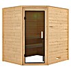 Karibu Massivholzsauna Mia (L x B x H: 170 x 196 x 198 cm, Materialspezifizierung Tür: Ganzglas Graphit, Inklusive Ofenschutzgitter, Ohne Dachkranz) | BAUHAUS