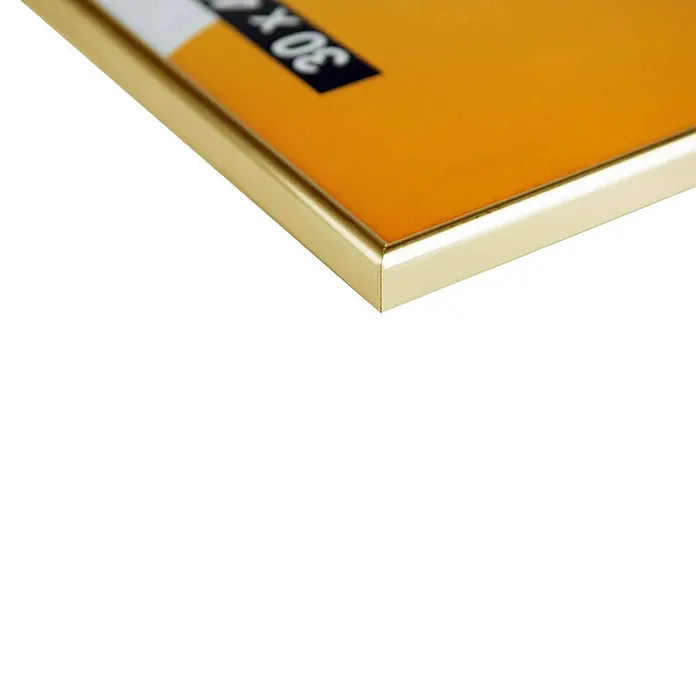 Kunststoffrahmen - 61 x 91,5 cm, Gold - Nahaufnahme eines Bilderrahmens mit gelbem Hintergrund und der Aufschrift "30 x".