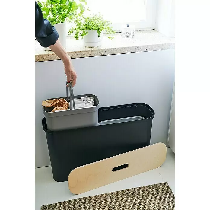 SmartStore Collect Mülltrennsystem Slim - 46 l, Schwarz, Rechteckig, Kunststoff - Anwendungsbeispiel