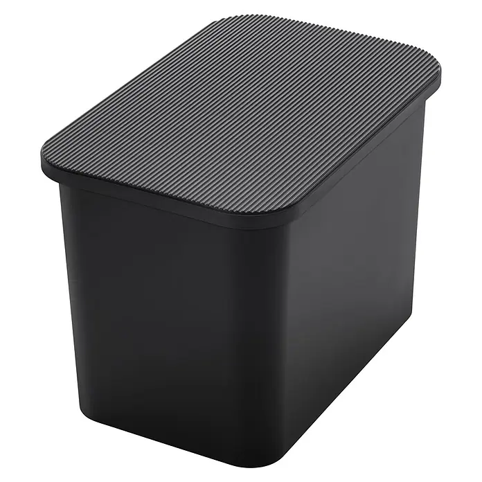 SmartStore Collect Deckel - 40 x 58,5 cm, Kunststoff, Schwarz - Ein schwarzer Papierkorb mit geriffeltem Deckel. Ideal für Büro oder Zuhause, ein praktischer und stilvoller Helfer für die Abfallentsorgung.