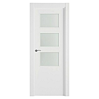 Pack puerta de interior acristalada Barbados Evo (72,5 x 203 cm, Derecha, Blanco, Maciza aligerada, Vidriera)
