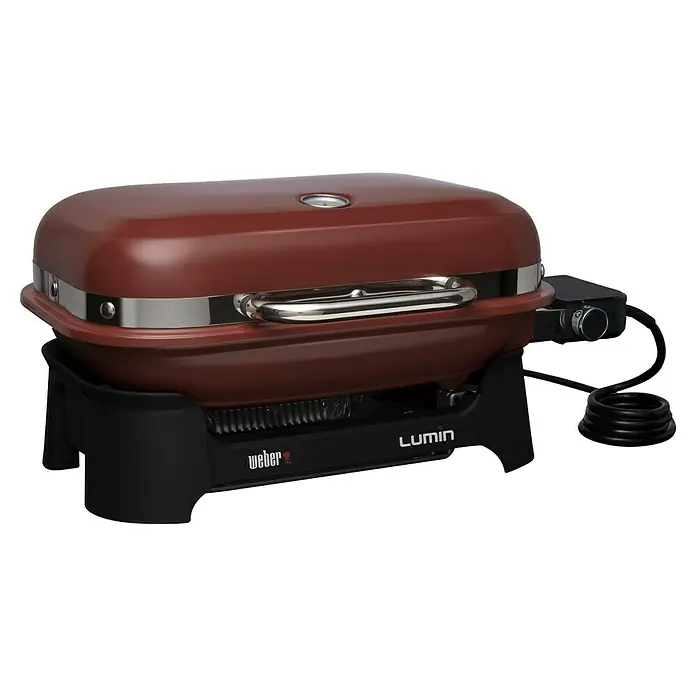Weber Elektrogrill Lumin Compact - Grillfläche (B x T): 43 x 28 cm, 2.200 W, Rot - Weber Lumin Elektrogrill in Rotbraun, ideal für Balkone und kleine Gärten. Kompakt, stilvoll und einfach zu bedienen für köstliche Grillergebnisse.