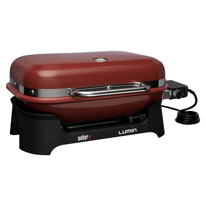 Weber Elektrogrill Lumin - Grillfläche (B x T): 49 x 33 cm, 2.200 W, Rot - Weber Lumin Elektrogrill in Rot, kompaktes Design mit Temperaturregler und praktischem Untergestell für den Balkon.