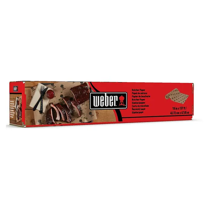 Weber Butcher Paper - L x B: 4.785 x 45,72 cm - Produktbild von Weber Butcher Papier, ideal zum Grillen und Räuchern von Fleisch, 45.72 cm x 47.85 m Rolle.