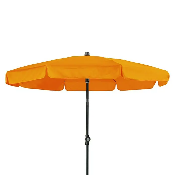 Doppler Sunline Marktschirm rund Neo - Umbra, Durchmesser Bespannung: 150 cm - Orangefarbener Sonnenschirm mit schwarzem Gestell für den Garten oder die Terrasse.