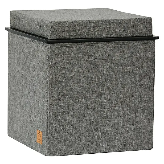 Store It Premium Sitzhocker - L x B x H: 37 x 37 x 41 cm, Grau - Grauer Würfelhocker mit abnehmbarem Deckel, ideal als Sitzgelegenheit oder Aufbewahrungsbox. Praktisch und stilvoll.