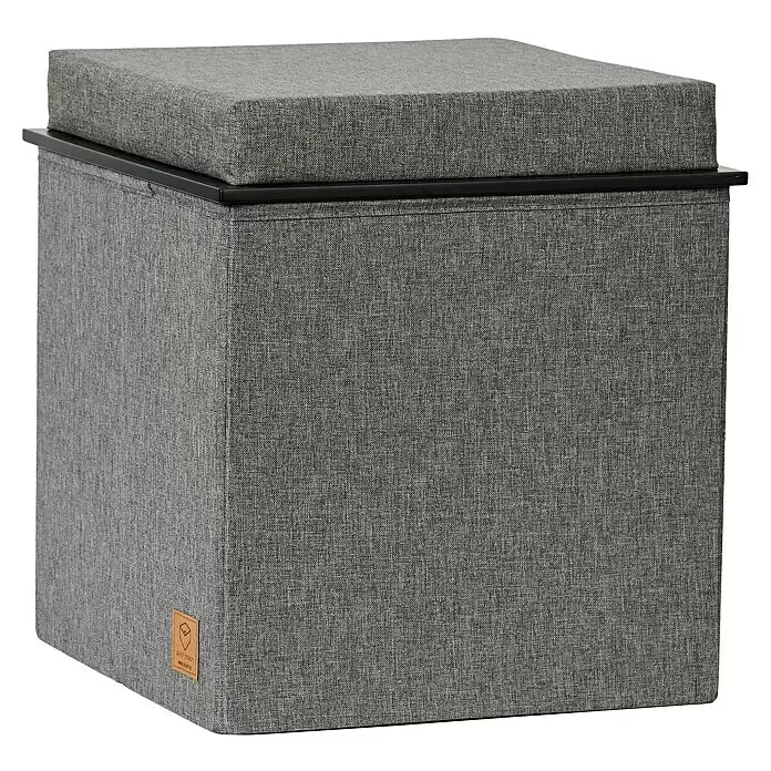 Store It Premium SitzhockerL x B x H: 37 x 37 x 41 cm, Grau, Stoff Diagonal View