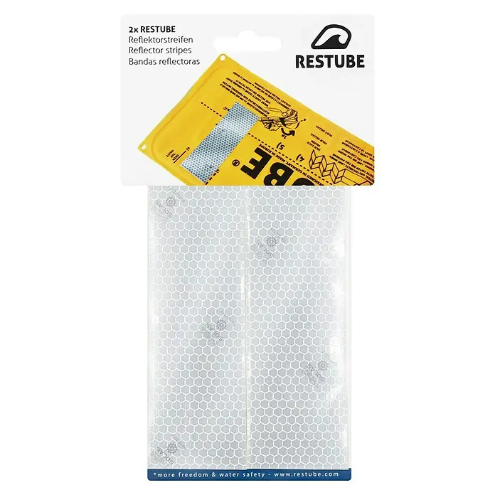 Restube Reflektor - 2 Stk., Passend für: Restube Rettungsboje & Schwimmhilfe - RESTUBE Reflektorstreifen: 2er-Packung selbstklebende SOLAS-Reflektoren für erhöhte Sichtbarkeit und Sicherheit im Wasser und in der Nacht.