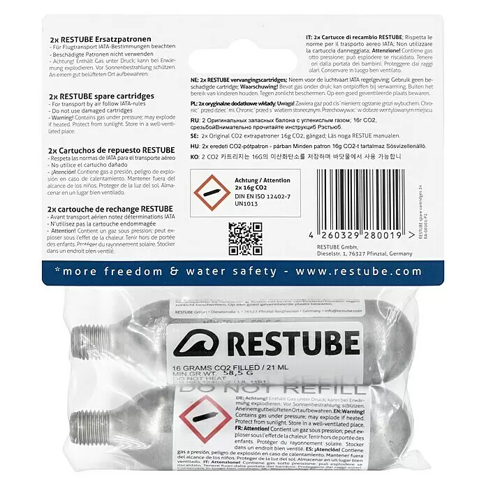 Restube Austausch-Set - Passend für: Schwimmhilfe Restube active, extreme, lifeguard & pfd by RESTUBE, 2 Stk., 16 g - Rückansicht