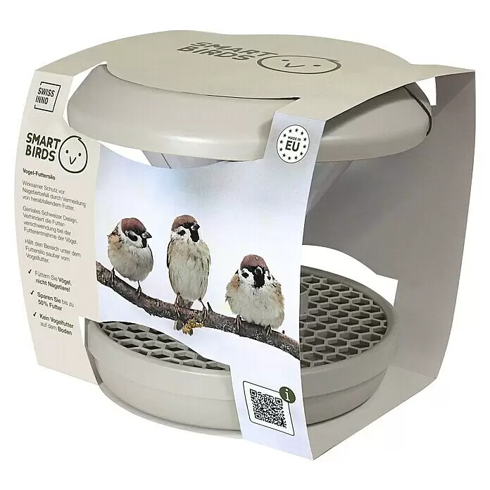 Swissinno Futtersilo Smart Birds - Hellgrau - Diagonale Ansicht