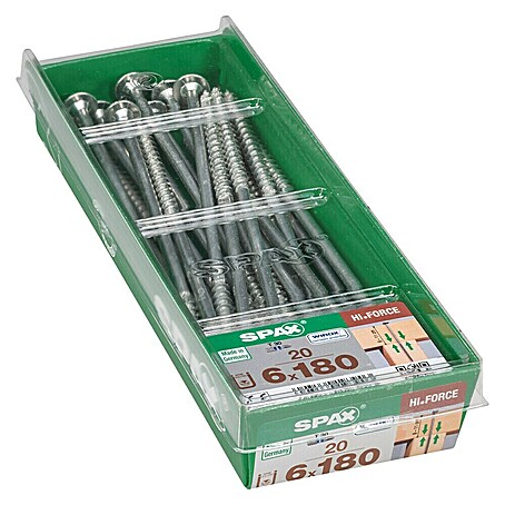 Spax HI FORCE Tellerkopfschraube HI.FORCE (Ø x L: 6 x 180 mm, WIROX Oberfläche, T-Star plus, 20 Stk.)