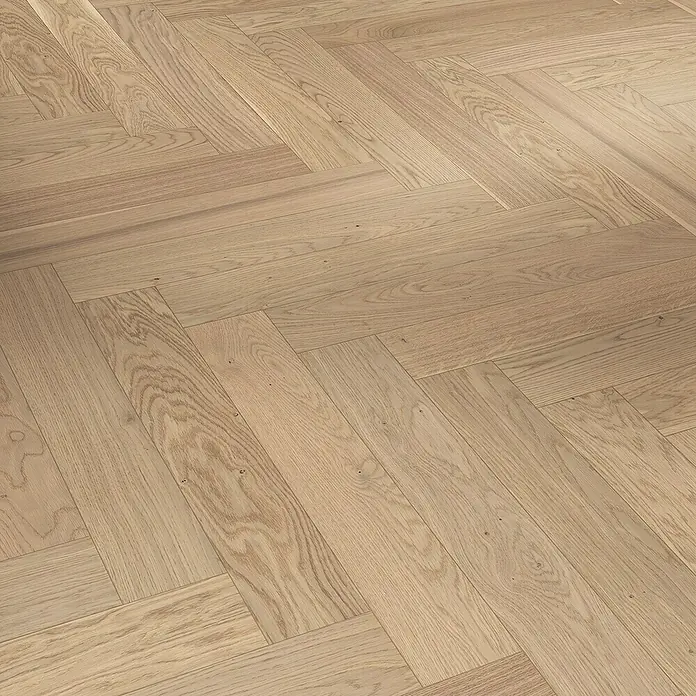 Parador Parkettmuster Trendtime 3 Eiche pure matt lackiert - 200 x 95 x 10,5 mm, Fischgrät - Helles Fischgrätparkett aus Holz, das eine elegante und moderne Atmosphäre in jedem Raum schafft.\n