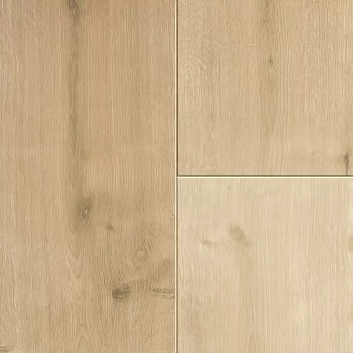 Parador Laminat Baisc 200 M4V - Eiche geschliffen, Landhausdiele, 1.285 x 194 x 7 mm - Hellbrauner Holzoptik-Boden mit deutlichen Dielen.