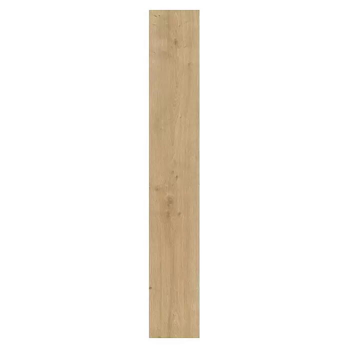 Parador Laminat Basic 400 - Eiche geschliffen, Landhausdiele, 1.285 x 194 x 8 mm - Helles Holzbrett mit sichtbarer Maserung und leichten Ästen, geeignet für Böden oder Verkleidungen.