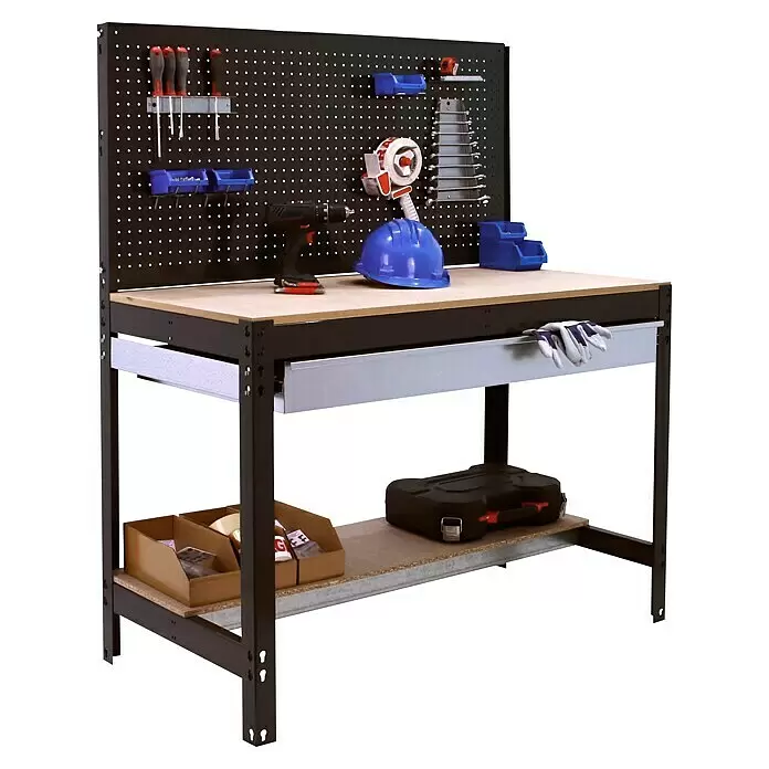 Simonrack Simonwork Werkbank BT2 Box 1200 - Schwarz, Breite: 121 cm - Diagonale Ansicht