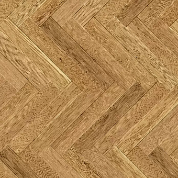 Parador Parkett Trendtime - Eiche, Fischgrät, 570 x 95 x 10,5 mm - Natürlicher heller Eichenholzboden im Fischgrätmuster verlegt.