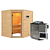 Karibu Massivholzsauna Kolmans (9 kW Bio-Saunaofen mit externer Steuerung, L x B x H: 169 x 196 x 187 cm) | BAUHAUS