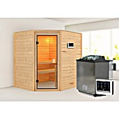 Karibu Massivholzsauna Kolmans (9 kW Bio-Saunaofen mit externer Steuerung, L x B x H: 169 x 196 x 187 cm) | BAUHAUS