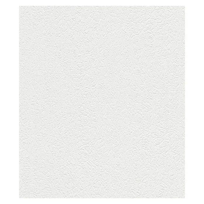 Rasch Vliestapete Feel Good Putzstruktur - Weiß, Uni, 10,05 x 0,53 m, Spachtelstruktur - Nahaufnahme einer weißen Strukturtapete, die ein subtiles, elegantes Muster für moderne Innenräume zeigt.