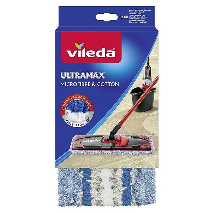Vileda Ultramax Ersatz-Bezug Microfibre + Cotton - Mikrofaser - Vileda Ultramax Microfaser & Cotton Wischtuch-Ersatz. Optimal für die Reinigung von Fliesen und anderen glatten Oberflächen.