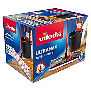 Vileda Ultramax Reinigungssystem & Eimer (1 x Ultramax Eimer mit Auswringer, 1 x Ultramax Wischer, 1 x Mikrofaserbezug)