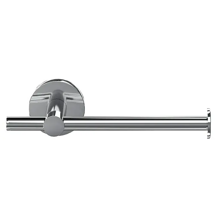 Camargue Monaco Toilettenpapierhalter - Ohne Deckel, Edelstahl, Verchromt - Ein glänzender, verchromter Toilettenpapierhalter ist auf einem schwarzen Hintergrund dargestellt. Badaccessoires mit modernem Design.