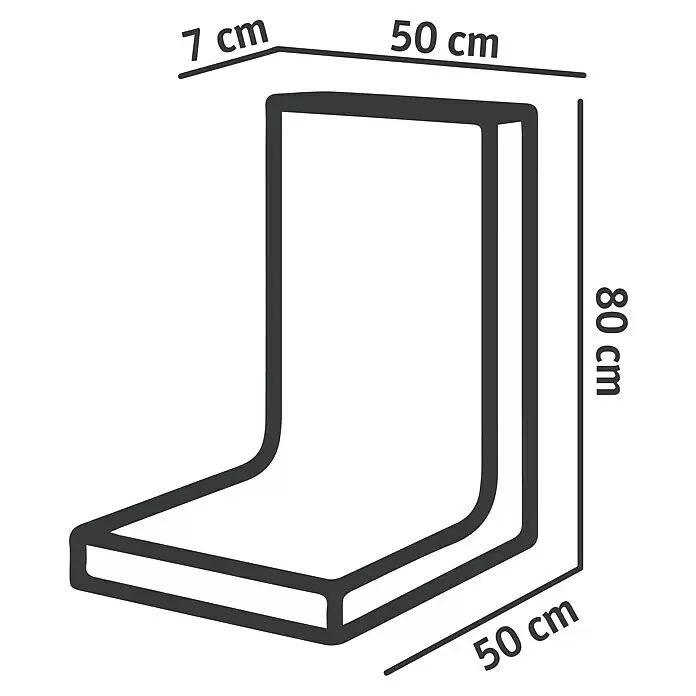 Diephaus L-Stein - 80 cm, 50 cm, Stärke: 7 cm, Anthrazit - Dunkelgraues L-Profil mit Maßen 80x50 cm, 7 cm Dicke.