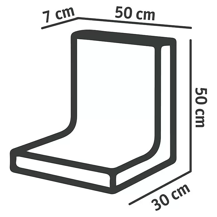 Diephaus L-Stein - 50 cm, 50 cm, Stärke: 7 cm, Anthrazit - Dunkelgraues L-förmiges Kissen, 7 cm dick, 50 cm breit, 50 cm hoch, 30 cm tief.
