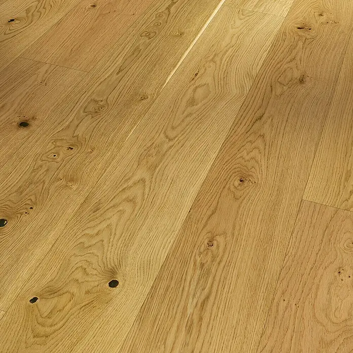 Parador Parkettmuster Basic Eiche Naturöl - 200 x 185 x 11,5 mm, Landhausdiele - Helles Eichenparkett mit natürlichen Astlöchern und Maserungen, perfekt für ein warmes und einladendes Ambiente.